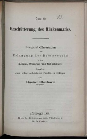 Über die Erschütterung des Rückenmarks : Inaugural-Dissertation ...