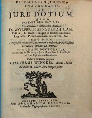 Disp. iur. inaug. de iure dotium