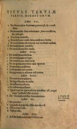 Dn. Sacratissimi Principis Iustiniani PP. A. Iuris enucleati ex omni vetere iure collecti Digestorum seu Pandectaruj libri quinquaginta, 3. A Libro XII Usque Ad Librum XX