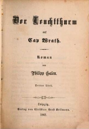 Der Leuchtthurm auf Cap Wrath : Roman, 3
