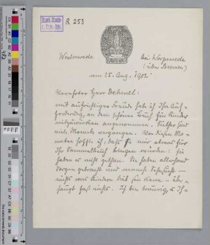 Brief an Richard Dehmel