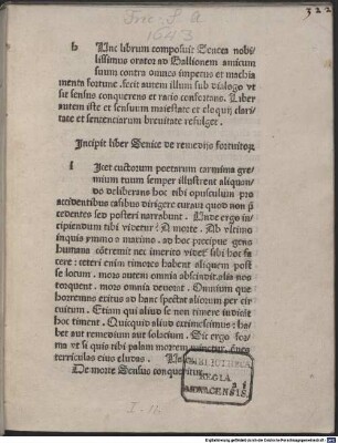 De remediis fortuitorum; De moribus : mit Gedicht (Ausz. aus Architrenius. Liber 2) von Johannes de Alta Villa