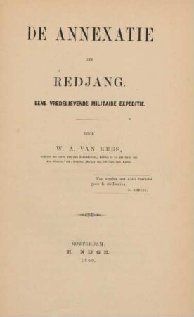 De annexatie der Redjang, eene vredelievende militaire expeditie