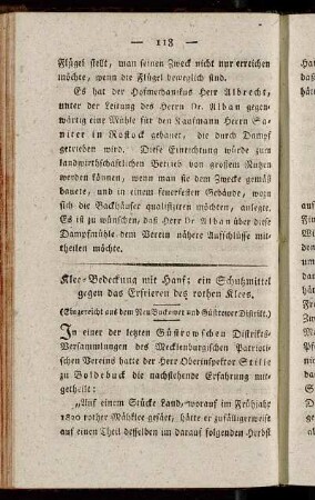 Klee-Bedeckung mit Hanf; ein Schutzmittel gegen das Erfrieren des rothen Klees