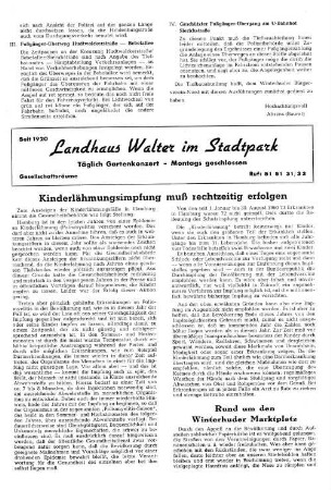 Kinderlähmungsimpfung muß rechtzeitig erfolgen