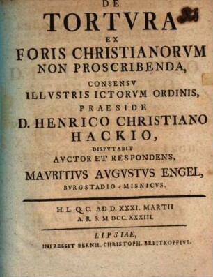 De tortura ex foris Christianorum non proscribenda