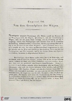 Capitel VII: Von dem Grundplane der Wägen