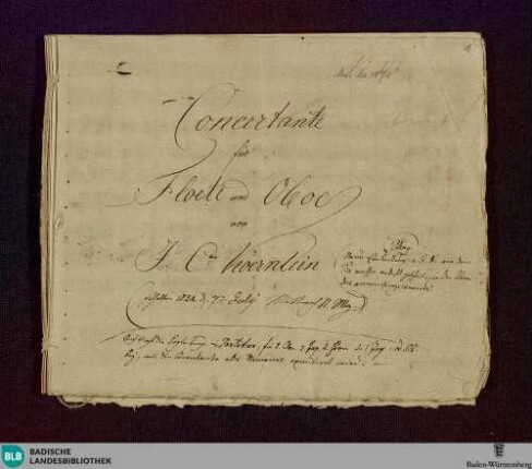 Concertos - Don Mus.Ms. 1071 : fl, ob, orch; C; GroF deest