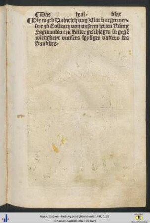 Hie ward Hainrich...von unserem herren Künig Sigmunden czuo Ritter geschlagen...