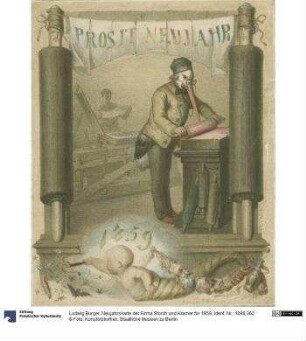 Neujahrskarte der Firma Storch und Kramer für 1859