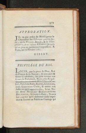 Privilége du Roi.