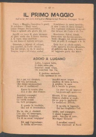 Il Primo Maggio : Sull'aria del coro dell'opera Nabucco del Maestro Giuseppe Verdi