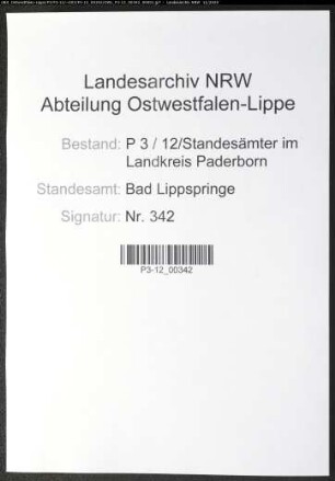Sterberegister Standesamt Bad Lippspringe