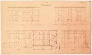 Umbau eines Landhauses Monatskonkurrenz Februar 1933: Aufriss Westansicht, Südansicht, Ostansicht, Nordansicht, Querschnitt 1:100