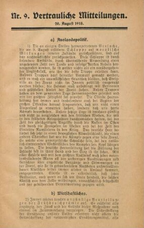 9.1918: Vertrauliche Mitteilungen