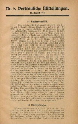 9.1918: Vertrauliche Mitteilungen