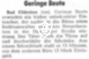 Geringe Beute