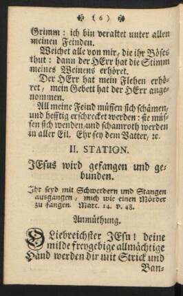 II. Station. JEsus wird gefangen und gebunden