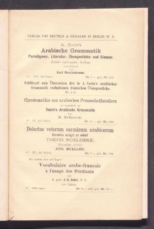 Verlag von Reuther & Reichard in Berlin W.9.