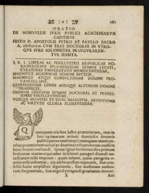 161-176, Oratio de Nonnullis iuris publici [...]