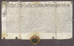Gültbrief des Philipp Trautz und seiner Frau Anna Maria von Dillstein gegen die geistliche Verwaltung von Pforzheim