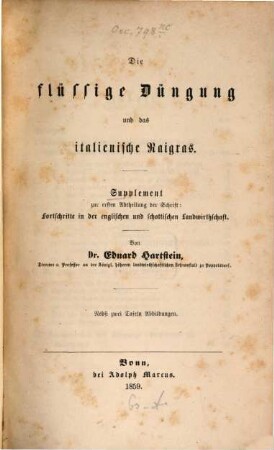 Fortschritte in der englischen u. schottischen Landwirthschaft, Supplement