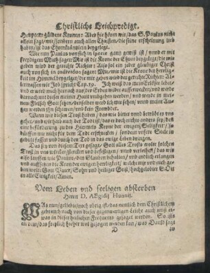 Vom Leben und seeligen absterben Herrn D. Aegidii Hunnii