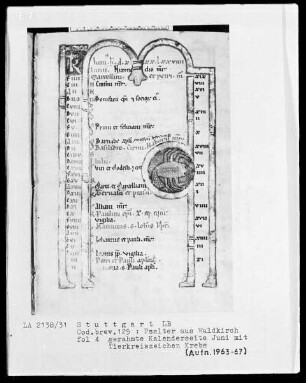 Psalter aus Waldkirch bei Freiburg — Tierkreiszeichen Krebs, Folio 4recto