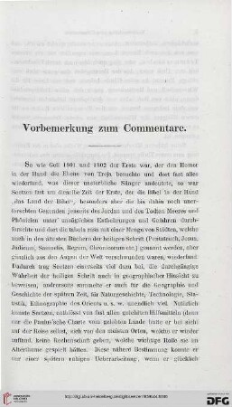 Vorbemerkung zum Commentare