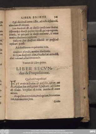 Liber Secundus de Propositione.