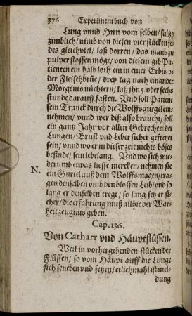 Cap. 136. [ - ] Cap. 138.; Von Catharr und Hauptflüssen [ - ] Von gifftigen Kranckheiten ingemein und in particular.