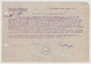 Verfügung des Landesausschusses der Soldatenräte über die Zugehörigkeit zu Wirtschaftskompanien