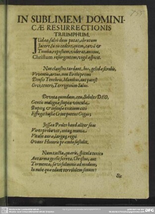 In sublimem Dominicae resurrectionis triumphum / Jacobus Sahmius