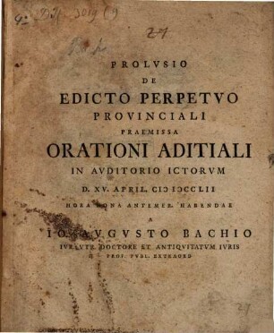 Prolusio de edicto perpetuo provinciali