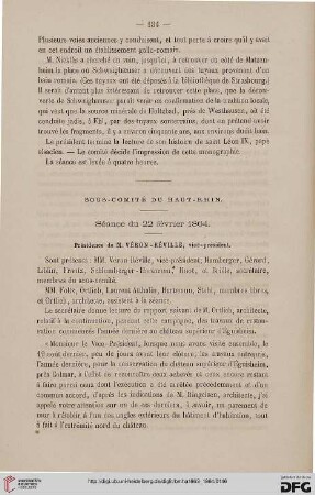 Sous-comité du Haut-Rhin: séance du Comité du 1864