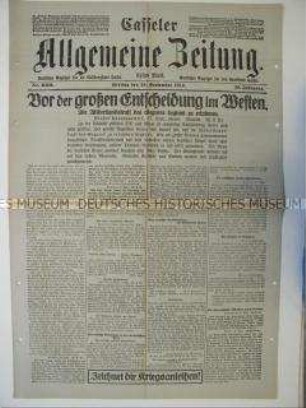Regionale Tageszeitung "Casseler Allgemeine Zeitung" mit Meldungen und Berichten vom Kriegsverlauf im Westen