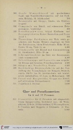 Glas- und Porzellanservices (Nr. 312-330)