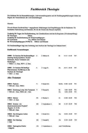 Fachbereich Theologie