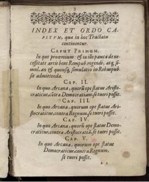 Index Et Ordo Capitum, quae in hoc Tractatu continentur