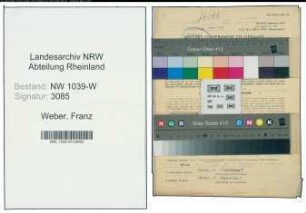 Entnazifizierung Franz Weber , geb. 03.01.1906 (Ingenieur)