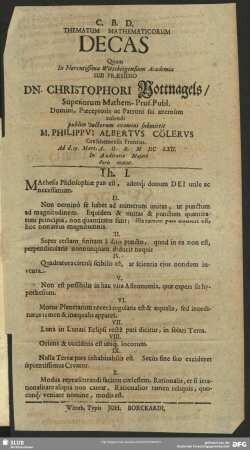 Thematum Mathematicorum Decas
