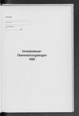 Umsatzsteuer-Überwachungsbogen 1982