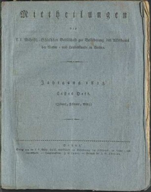 4.1823: Mittheilungen der K.K. Mährisch-Schlesischen Gesellschaft zur Beförderung des Ackerbaues, der Natur- und Landeskunde in Brünn
