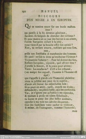 Discours D'Un Nègre A Un Européen