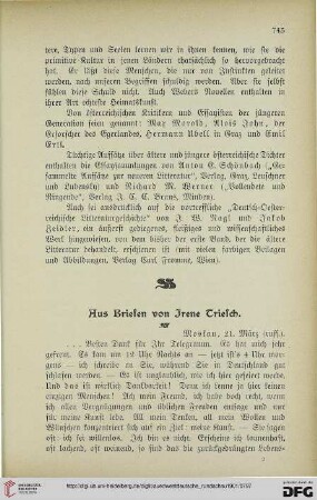 1: Aus Briefen von Irene Triesch