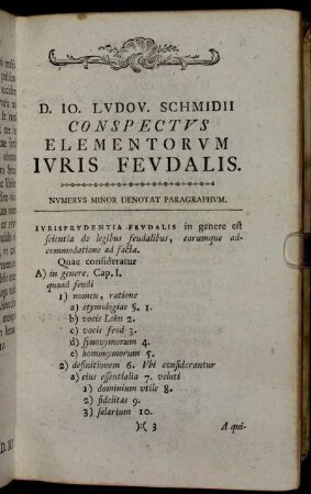 Conspectus elementorum juris feudalis.