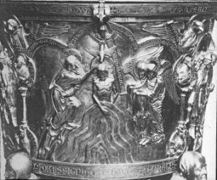 Hildesheim, Dom St. Maria, Kapelle des Hl. Georg, Bronzetaufbecken, Taufe Christi (Detail)