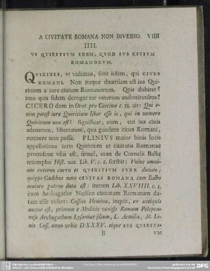 IIII. Us Quiritium Idem, Quod Ius Civium Romanorum