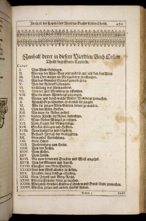 Innhalt derer in diesem Vierdten Buch Ersten Theils begriffenen Capiteln.