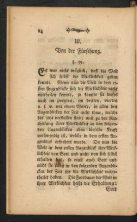 III. Von der Fürsehung